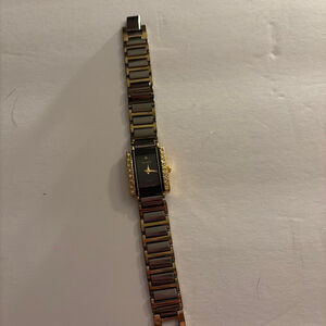 Geneva Hers Watch Quartz Water-Resistant Two Tone Black-Gold Stainless Watch